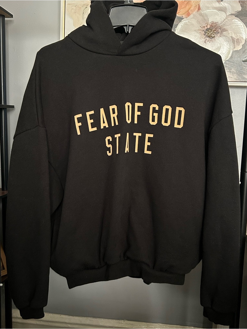 Fear of God Crewneck Sweater in Black with Cream Logo